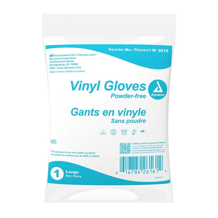 Vinyl Exam Gloves In A Bag, Large, Powder-Free, Clear MPSDYN-2616