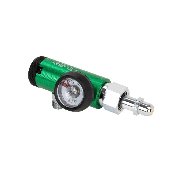 CGA 540 Style Oxygen Regulator - 0-4 LPM, DISS outlet, Brass-Sleeved, 5/1/cs