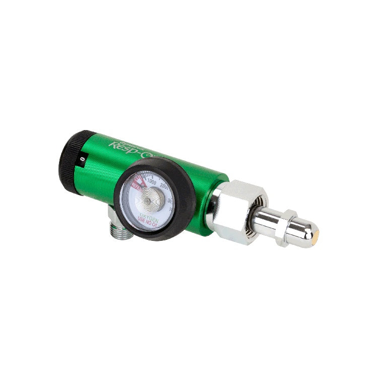 CGA 540 Style Oxygen Regulator - 0-8 LPM, DISS outlet, Brass-Sleeved, 5/1/cs