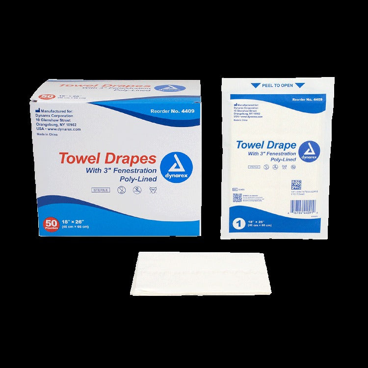 Disposable Towel Drapes Fenestrated - Sterile, 18" x 26"