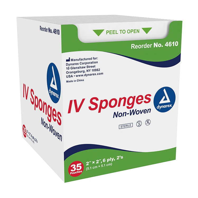 IV Sponge, 2" x 2" 6 Ply 2's, 20/35/cs