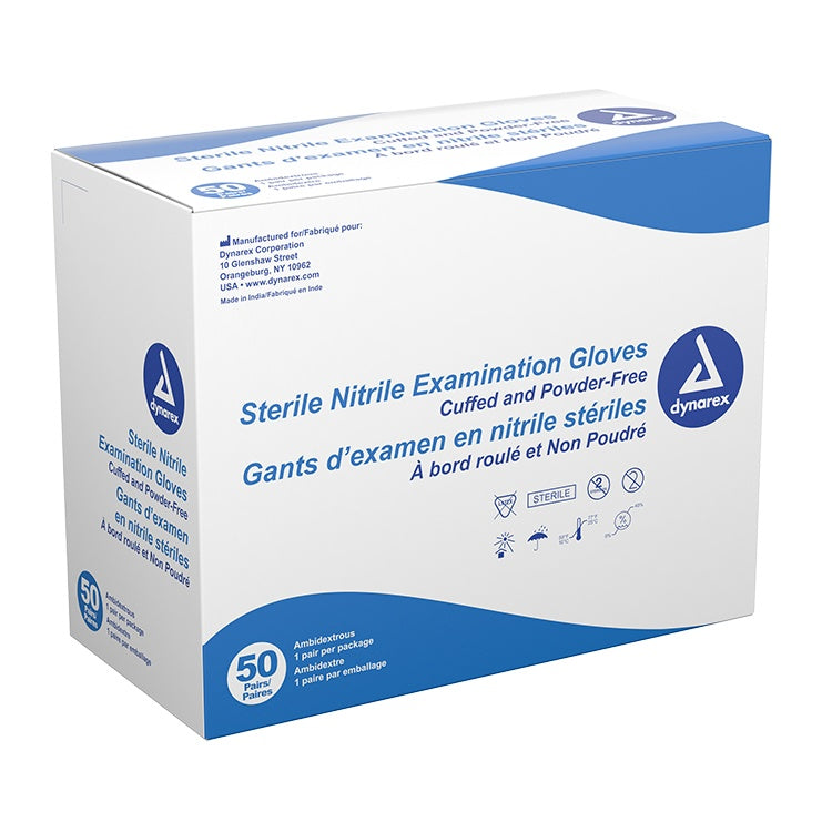 Nitrile Sterile Exam Gloves, Pairs, Medium, Powder-Free, 8/50pr/cs