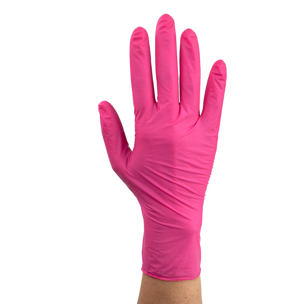 AloeSkin Nitrile Exam Gloves w/ Aloe, Large, Rose, Powder-Free, 10/100/cs