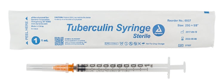 Tuberculin Non-Safety Syringe - Luer Slip, 25G, 5/8" Needle, 1 cc, 10/100/cs