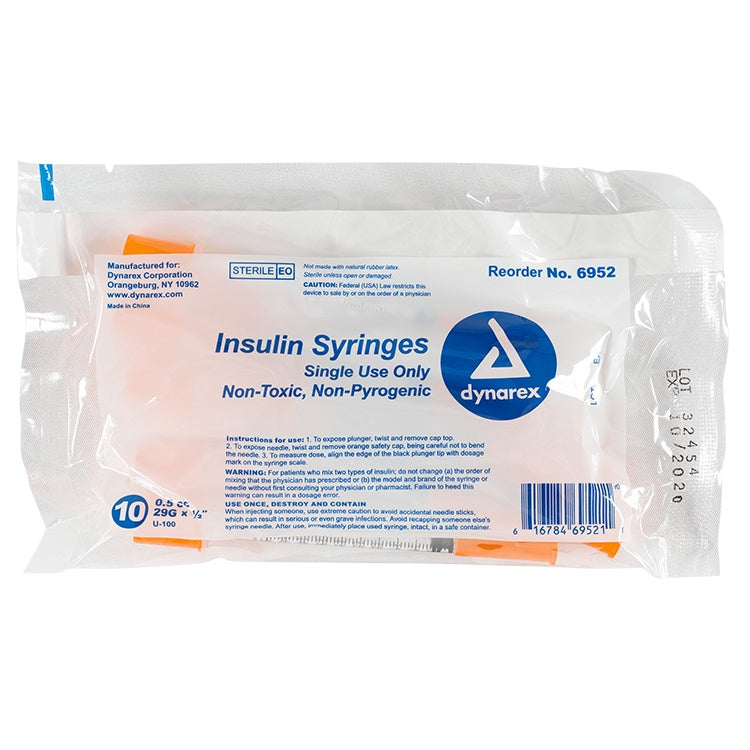 Insulin Syringe - Non-Safety, 29G, 1/2" Needle, 1 cc, 5/100/cs