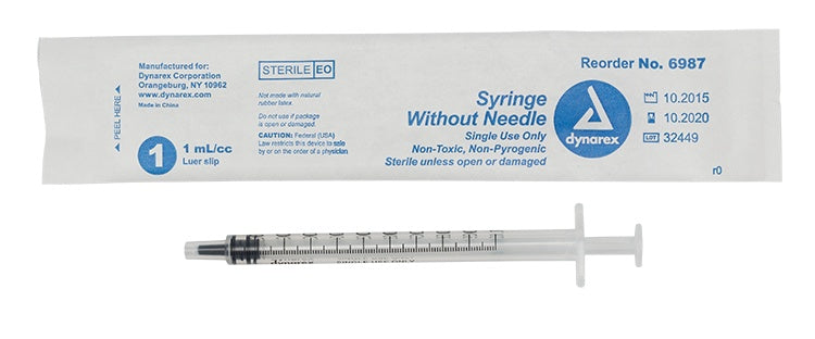 Syringe - Luer Slip, 1 cc, 10/100/cs