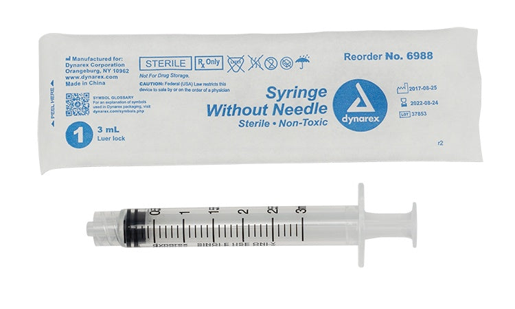 Syringe - Luer Lock, 3 cc, 10/100/cs