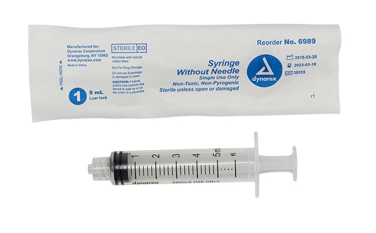 Syringe - Luer Lock, 5 cc, 10/100/cs
