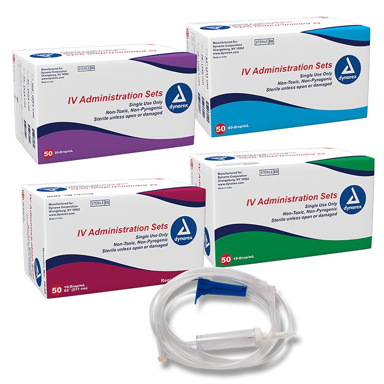 IV Administration Set - 10 Drop, 112", 2 Needleless Ports, 50/bx