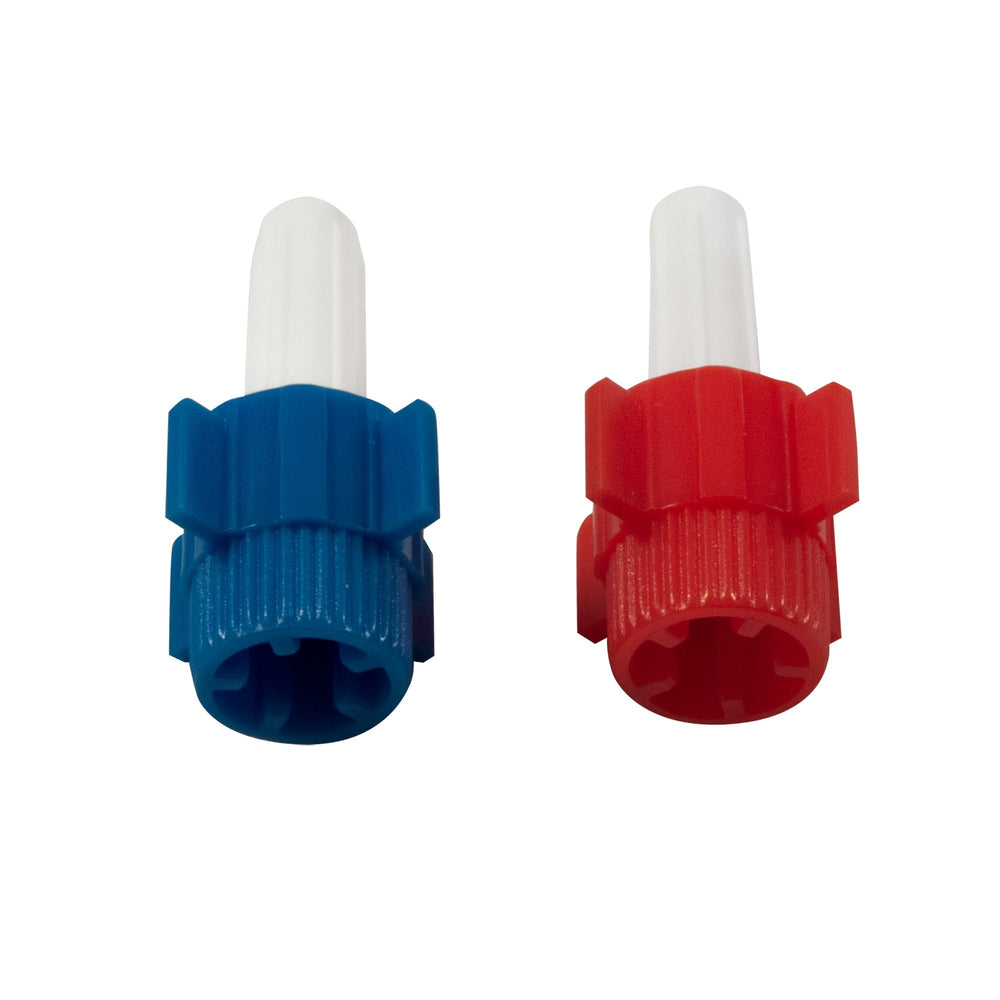 Dead End Caps Luer Lock, Red/Blue, 10/100/cs