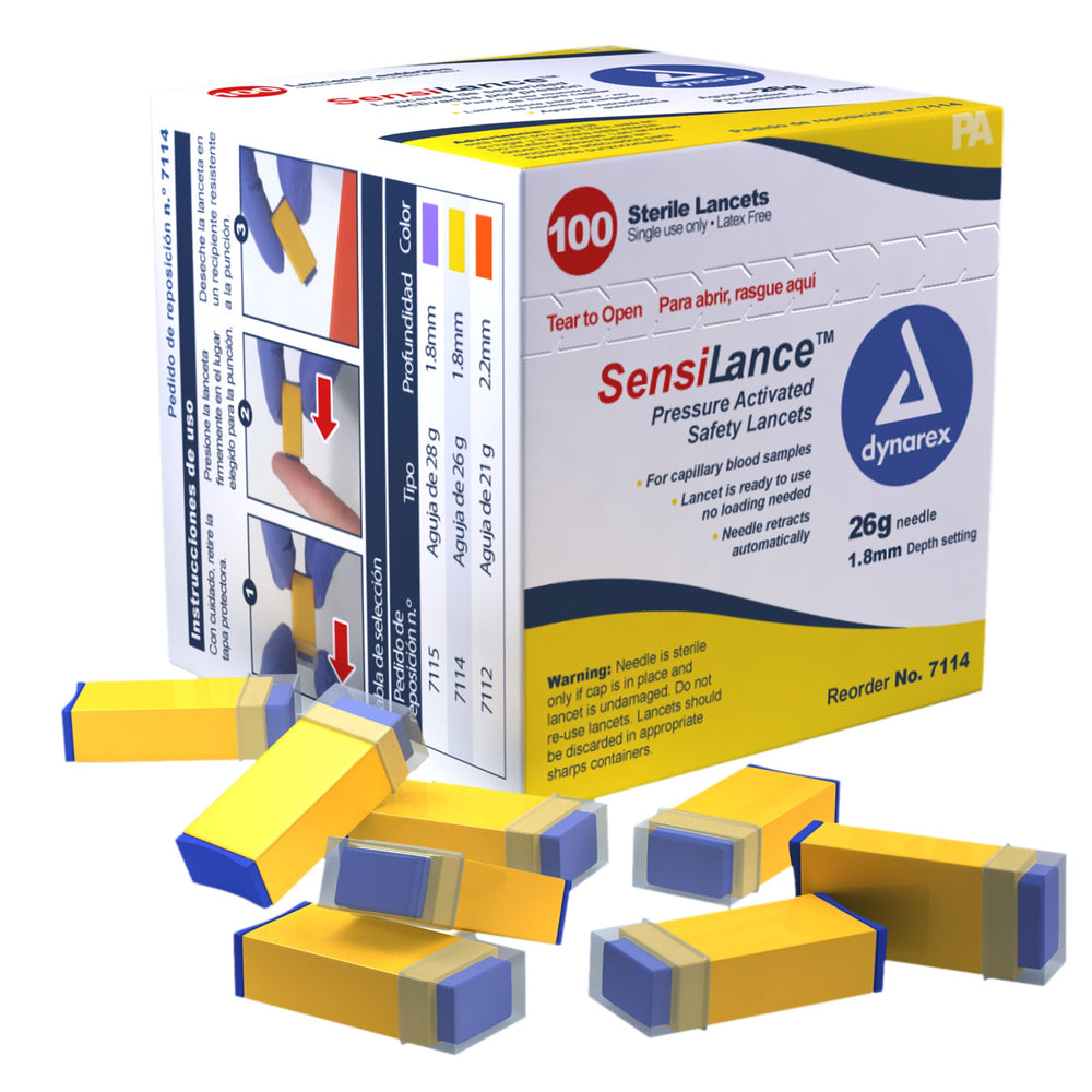 Pressure Activated Safety Lancets - Sterile, 26G, 1.8 mm, 10/100/cs
