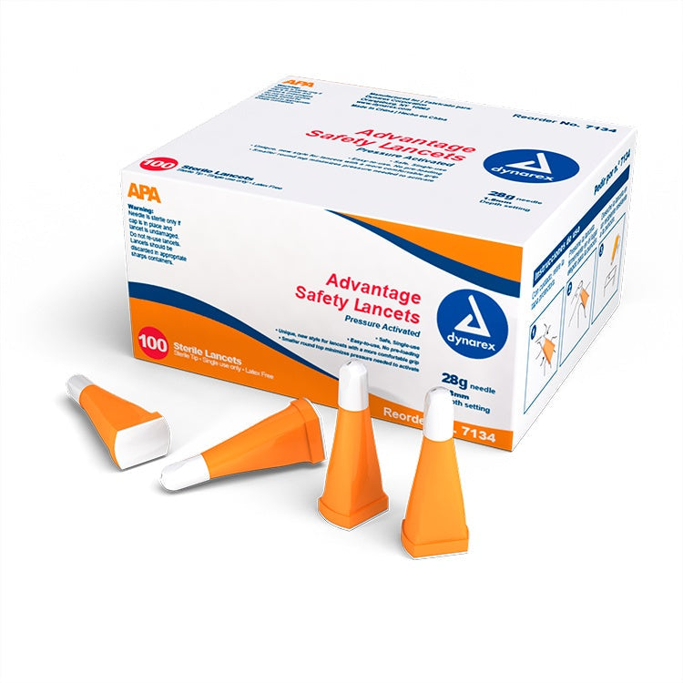 Advantage Pressure Activated Safety Lancets - Sterile, 28G, 1.8 mm, 10/100/cs