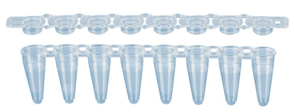 PCR strip of 8, 100l, PCR Performance Tested, transparent, PP, flat cap