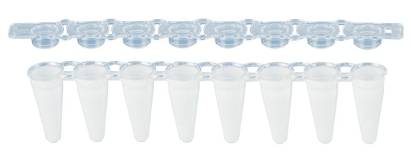 PCR strip of 8, 100l, PCR Performance Tested, white, PP, flat cap