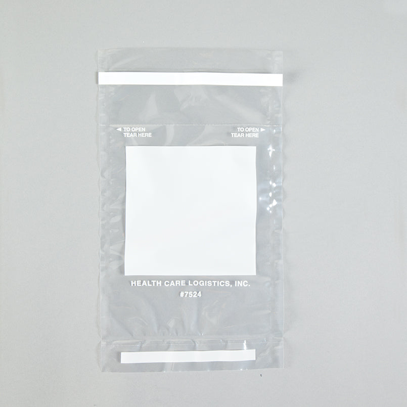 Health Care Logistics Self-Sealing Bags with Tear-Off Receipt, 6x10, Clear