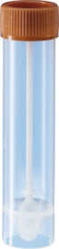 Faeces tube, with spoon, screw cap, (Lx): 107 x 25 mm, transparent, sterile