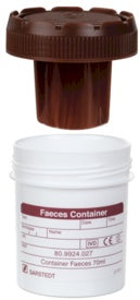 Faeces tube, with blade, screw cap, (Lx): 55 x 44 mm, white