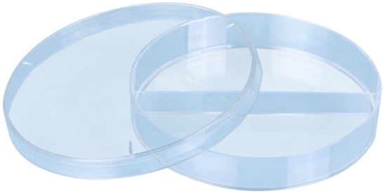 Petri dish, 92 x 16 mm, transparent, 2 compartments, with ventilation cams