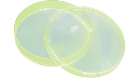 Petri dish, 92 x 16 mm, yellow, with ventilation cams