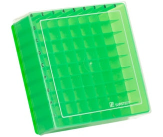 Storage box, slip-on lid, PP, format: 9 x 9, for 81 collection tubes 9,38,76,581