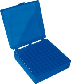 Storage box, hinged lid, PP, format: 10 x 10, for 100 collection tubes 9,38,77,610