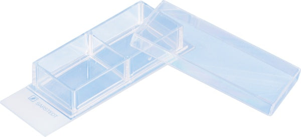 x-well cell culture chamber, 2 wells, on glass slide, removable frame