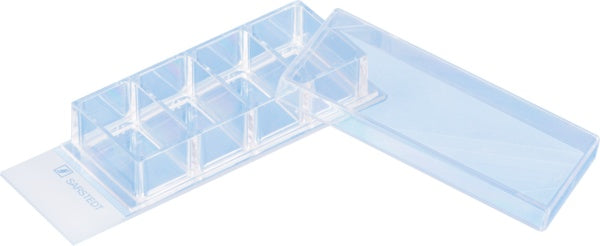 x-well cell culture chamber, 4 wells, on glass slide, removable frame