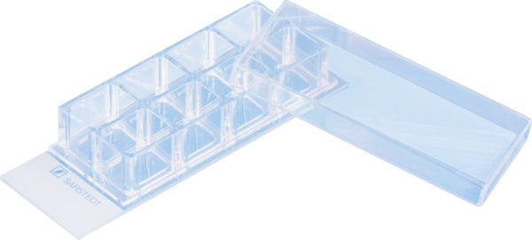x-well cell culture chamber, 8 wells, on glass slide, removable frame
