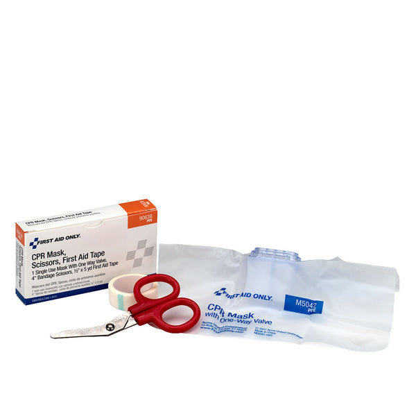 CPR Mask, Scissors, Tape Roll