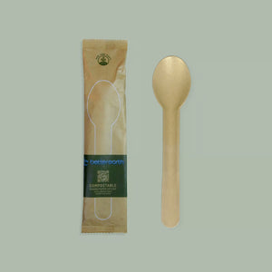 Spoon, 6" - Individually Wrapped Compostable Cutlery (Natural Colored C