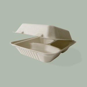 8" x 8" 3 Comp Eco-Bamboo Collection Hinged Clamshell