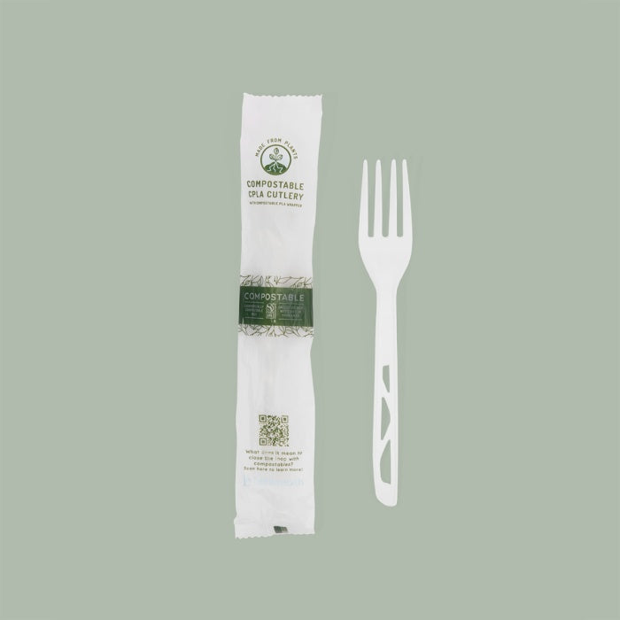 Fork, Heavy Duty White - Bulk CPLA Compostable Cutlery