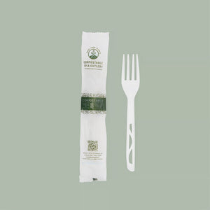 Fork, Medium Weight White - Individually Wrapped CPLA Compostable C