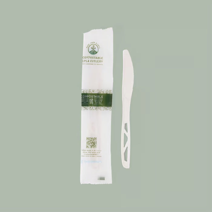 Knife, Heavy Duty White - Bulk CPLA Compostable Cutlery