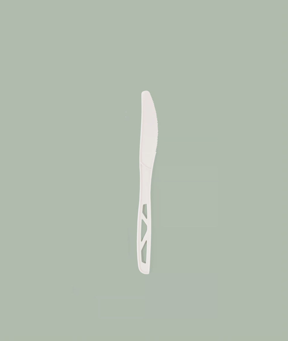 Knife, Medium Weight White - Bulk CPLA Compostable Cutlery