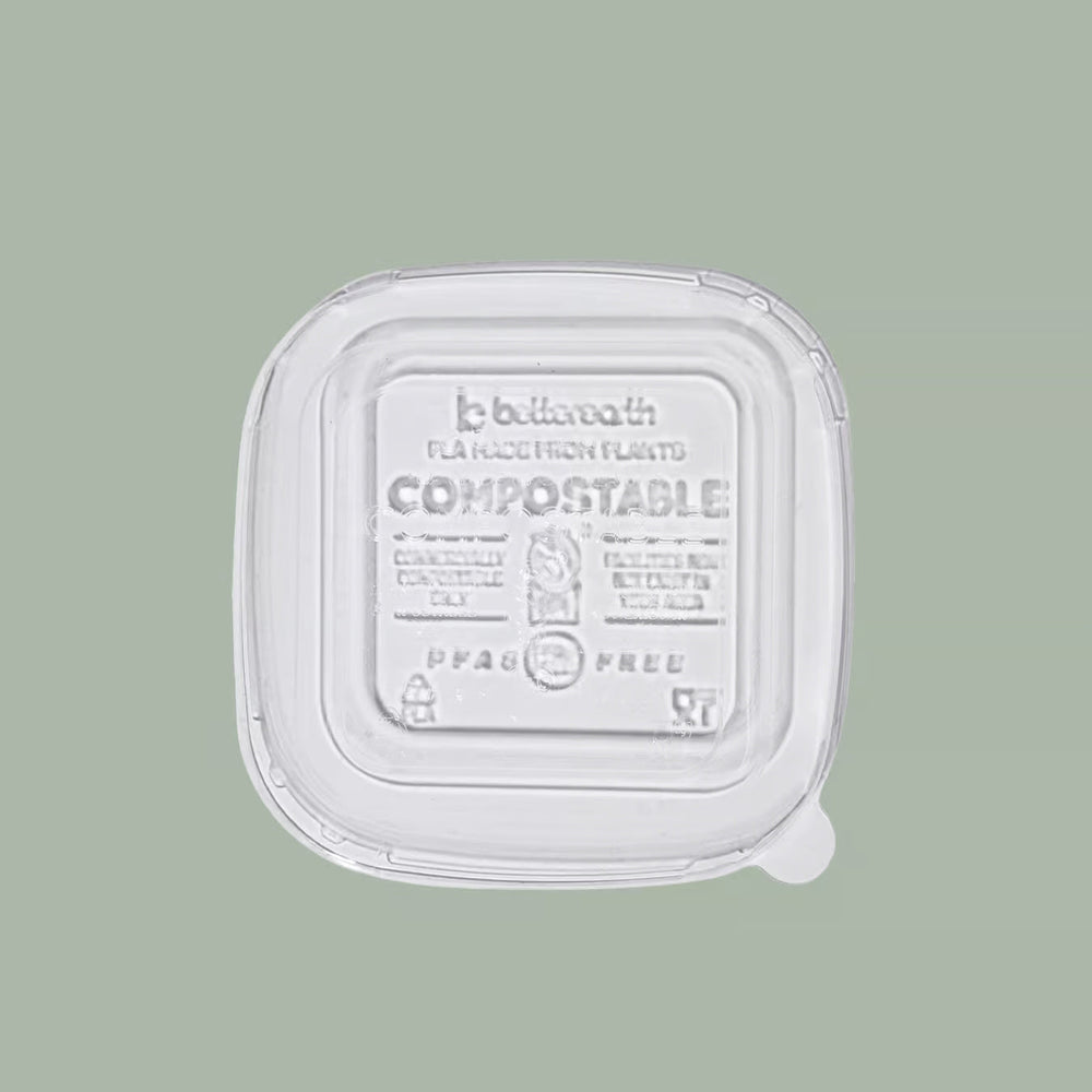 20oz Square Better Bowl Lid (120mm diameter), Clear PLA- Embossed