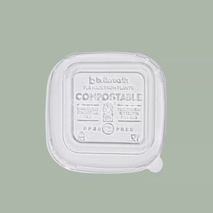 20oz Square Better Bowl Lid (120mm diameter), Clear PLA- Embossed