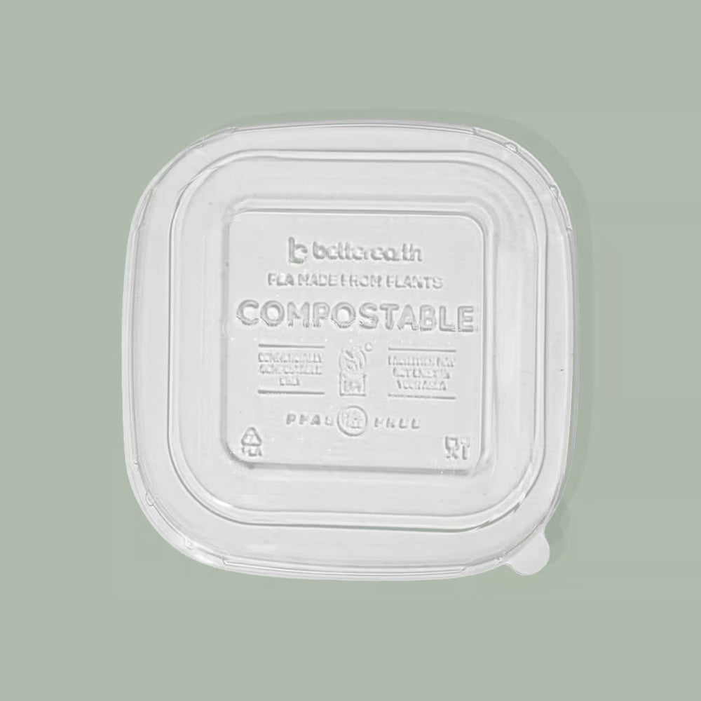 30-40oz Square Better Bowl Lid (170mm diameter), Clear PLA- Embossed