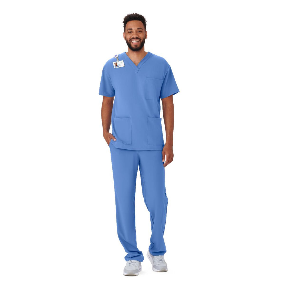 Henderson AVE Unisex Scrub Top with 3 Pockets, Ceil Blue, Size 2XL