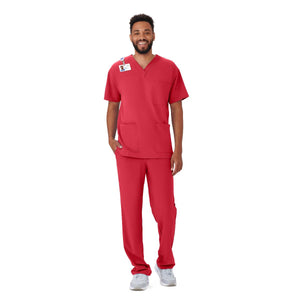 Henderson AVE Unisex Scrub Top with 3 Pockets, Red, Size 2XS