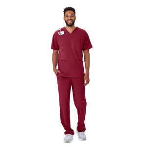 Henderson AVE Unisex Scrub Top with 3 Pockets, Wine, Size M