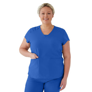 Monroe AVE Women's V-Neck Scrub Top, 2 Pockets, Royal Blue, S