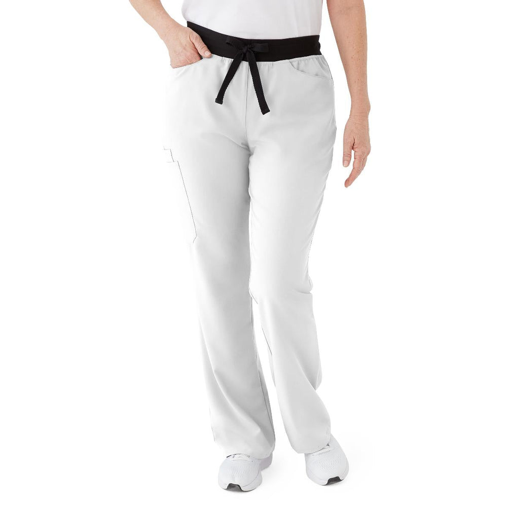 Coastal AVE Women's Modern Bootcut Scrub Pants with Cargo Pockets, White, Size 5XL
