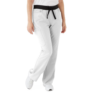 Coastal AVE Women's Modern Bootcut Scrub Pants with Cargo Pockets, White, Size 2XS