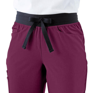 Coastal AVE Women's Modern Bootcut Scrub Pants with Cargo Pockets, Wine, Size L