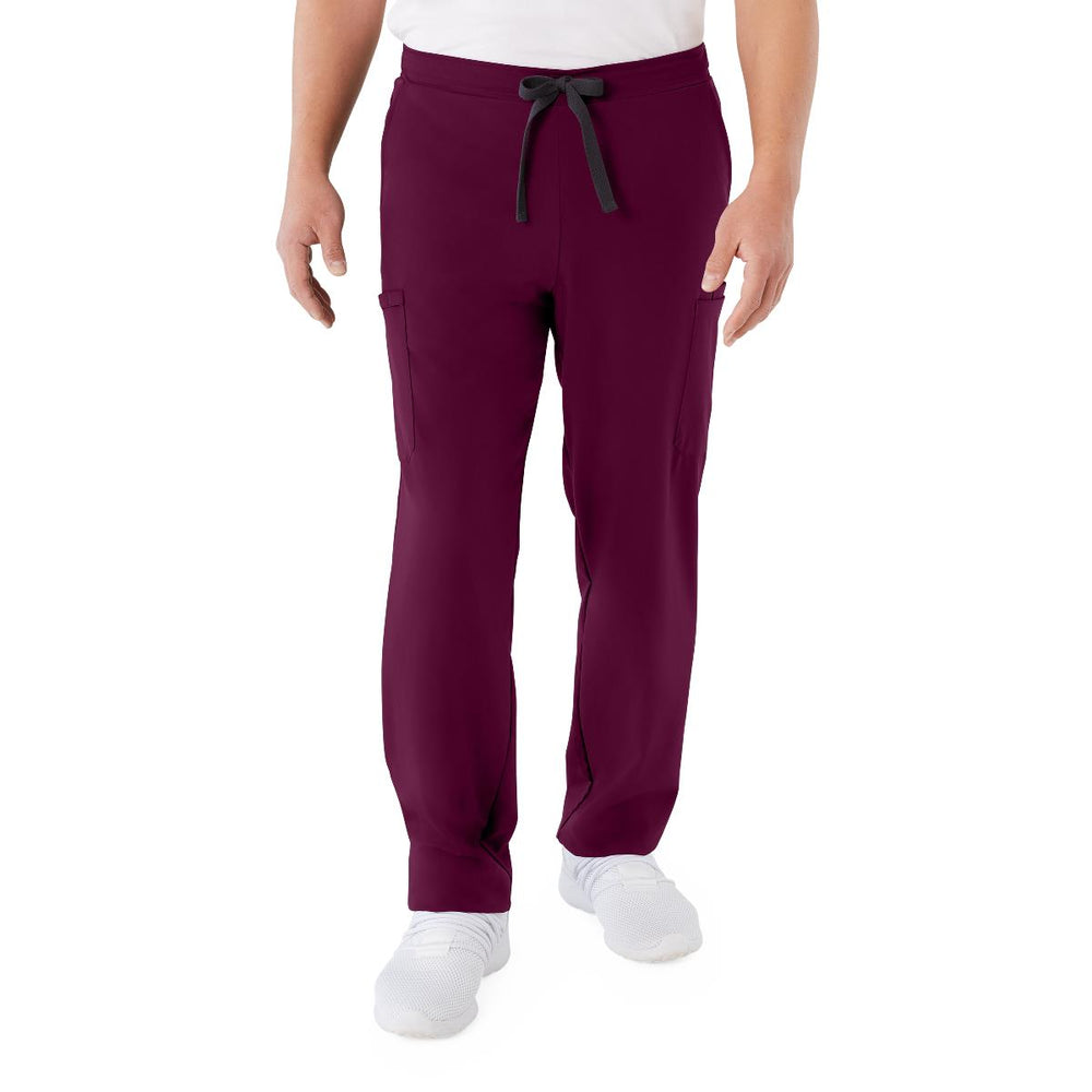 Clinton AVE Unisex Scrub Pants with 6 Pockets, Petite, Wine, Size 2XL