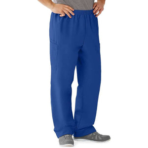 AngelStat Unisex Cargo Scrub Pants with Elastic Waist, Sapphire, Petite Inseam, Size XL