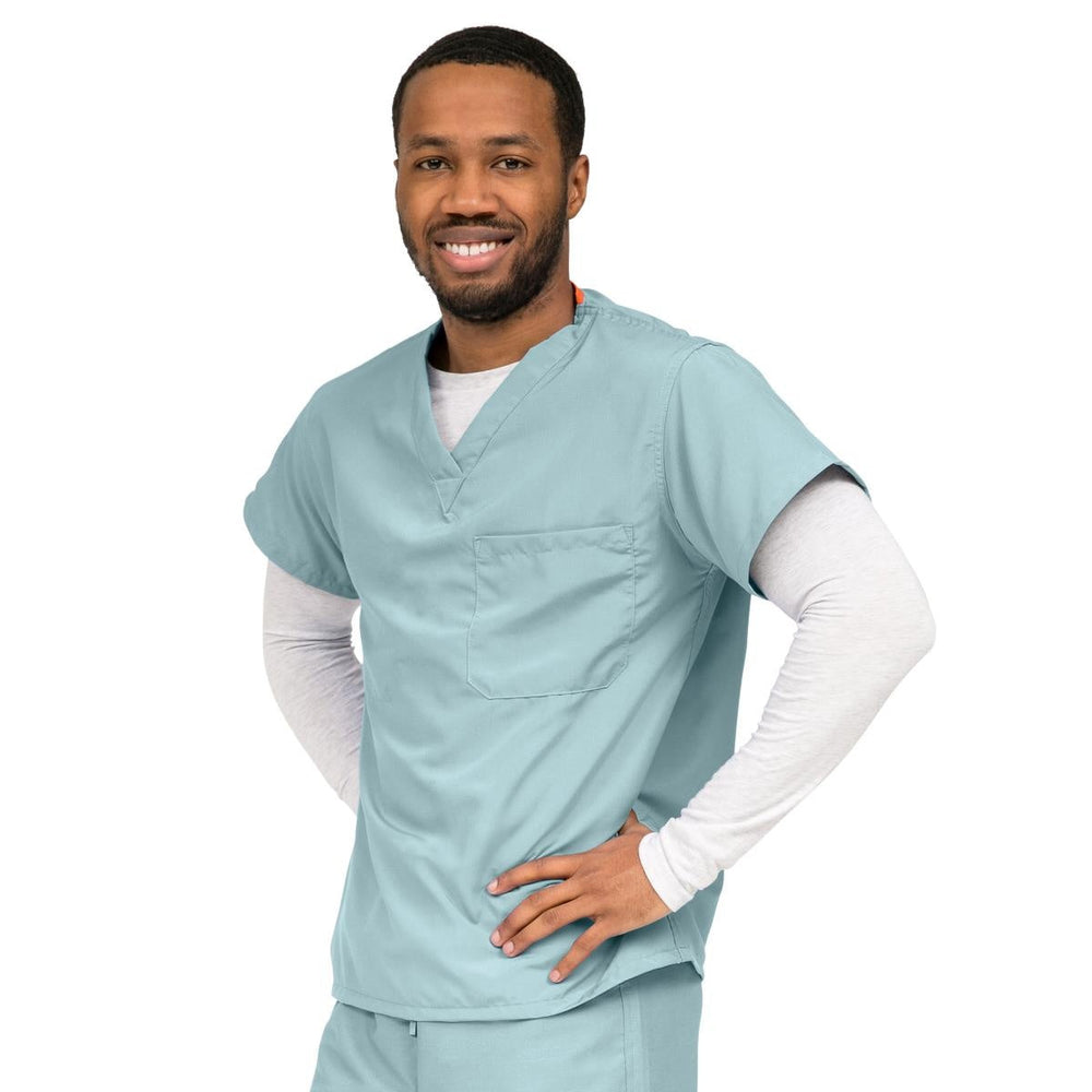 PerforMAX Unisex Reversible V-Neck Scrub Top with Chest Pocket, Misty, Size XL, Medline Color Code