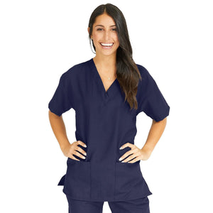 PerforMAX Women's V-Neck 3-Pocket Tunic Scrub Top, Size XS, Navy