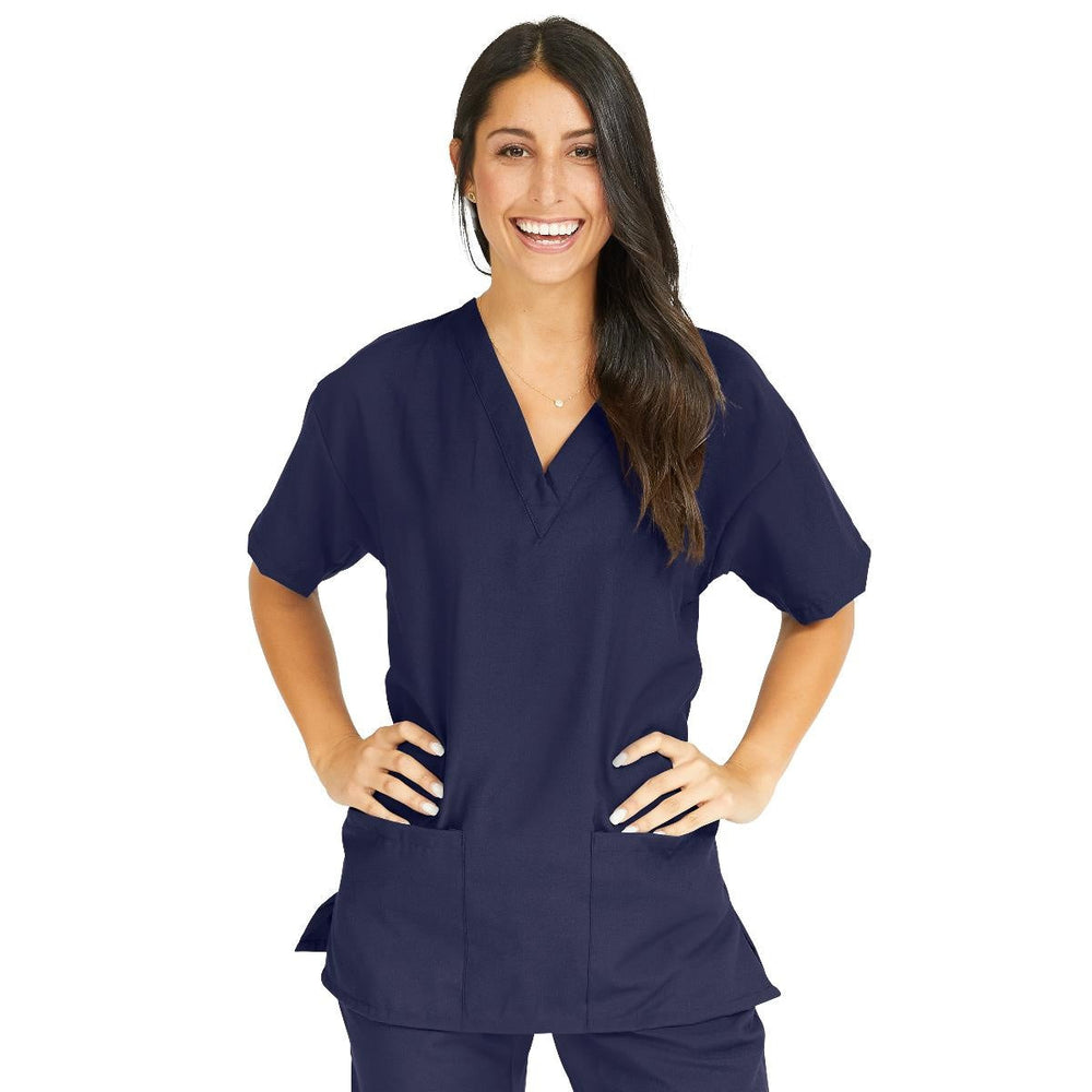 PerforMAX Women's V-Neck 3-Pocket Tunic Scrub Top, Size 2XL, Navy
